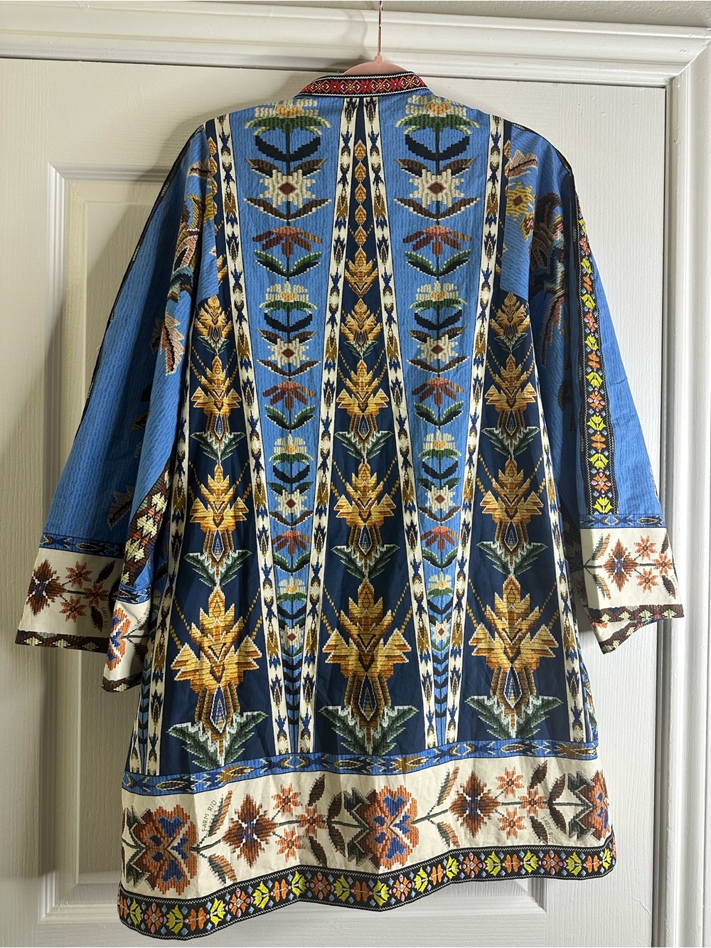 FARM Rio Embroidered Tapestry Blue Mini Dress Size L NWT - Picture 6 of 7